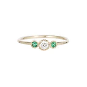 Diamond Emerald Trio Ring