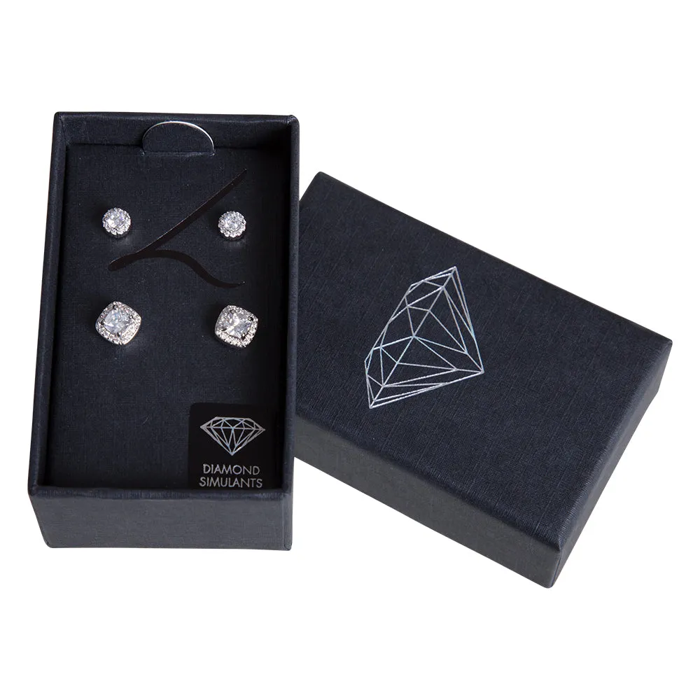 Diamond Simulant Circle & Square Stud Pack