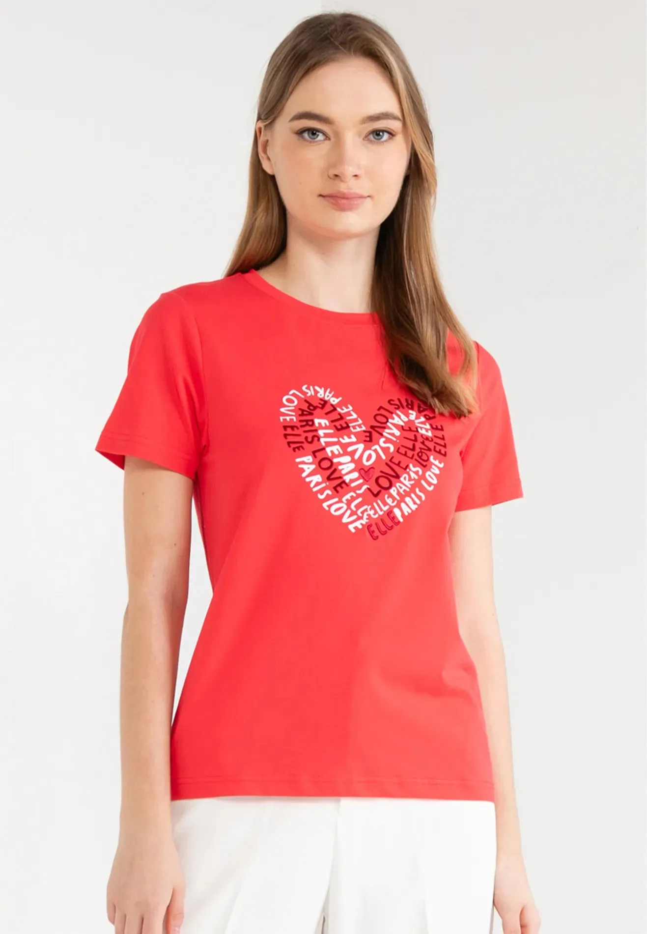 ELLE Leisure LOVE Graphic Printed Logo Basic Tee