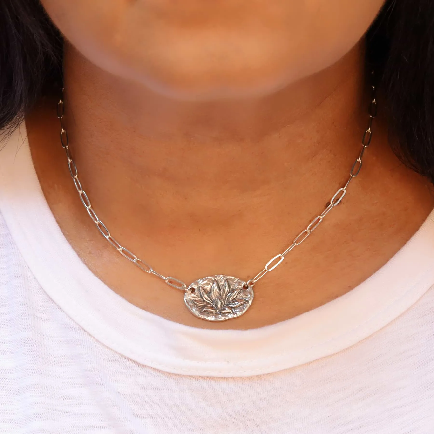 Enlightened Lotus - Sterling Silver Lotus Flower Necklace