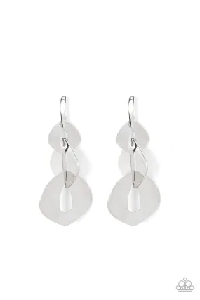 Enveloped in Edge Silver Earrings  - Paparazzi Accessories