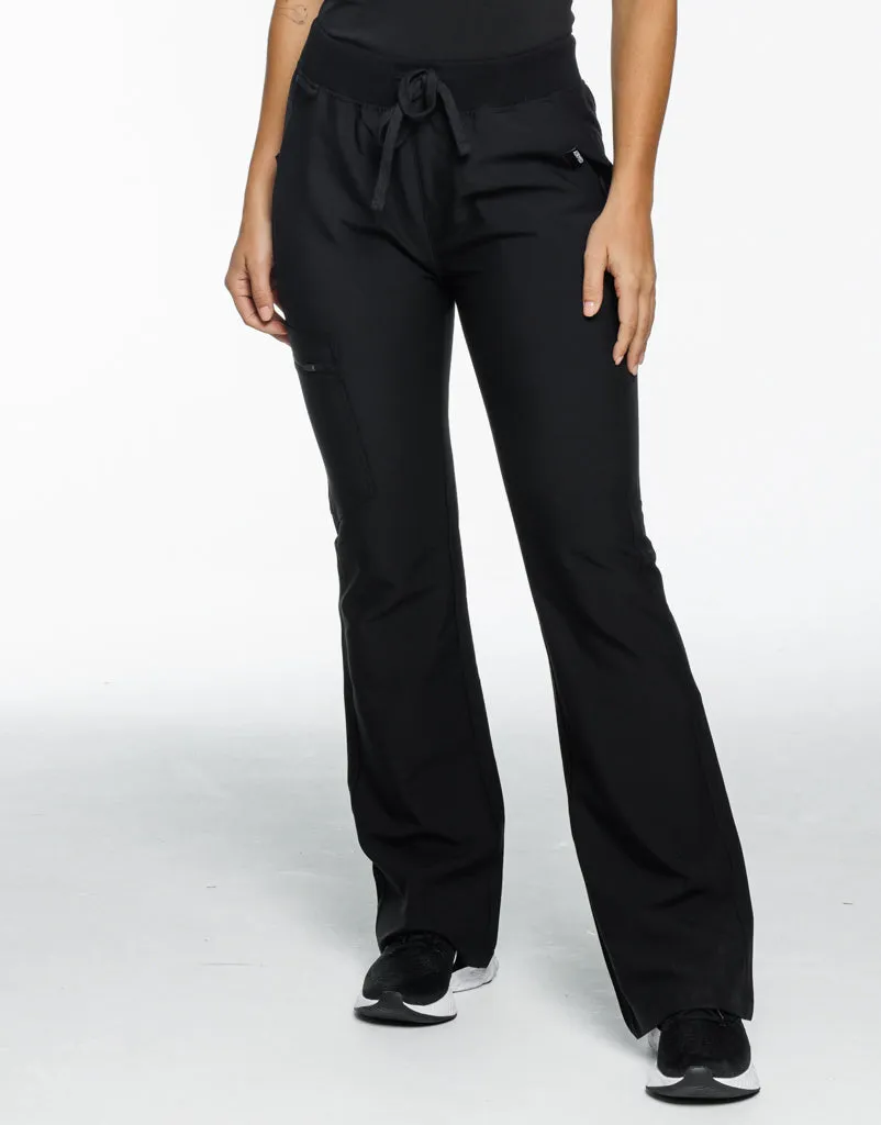 Essential Flare Scrub Pants - Black