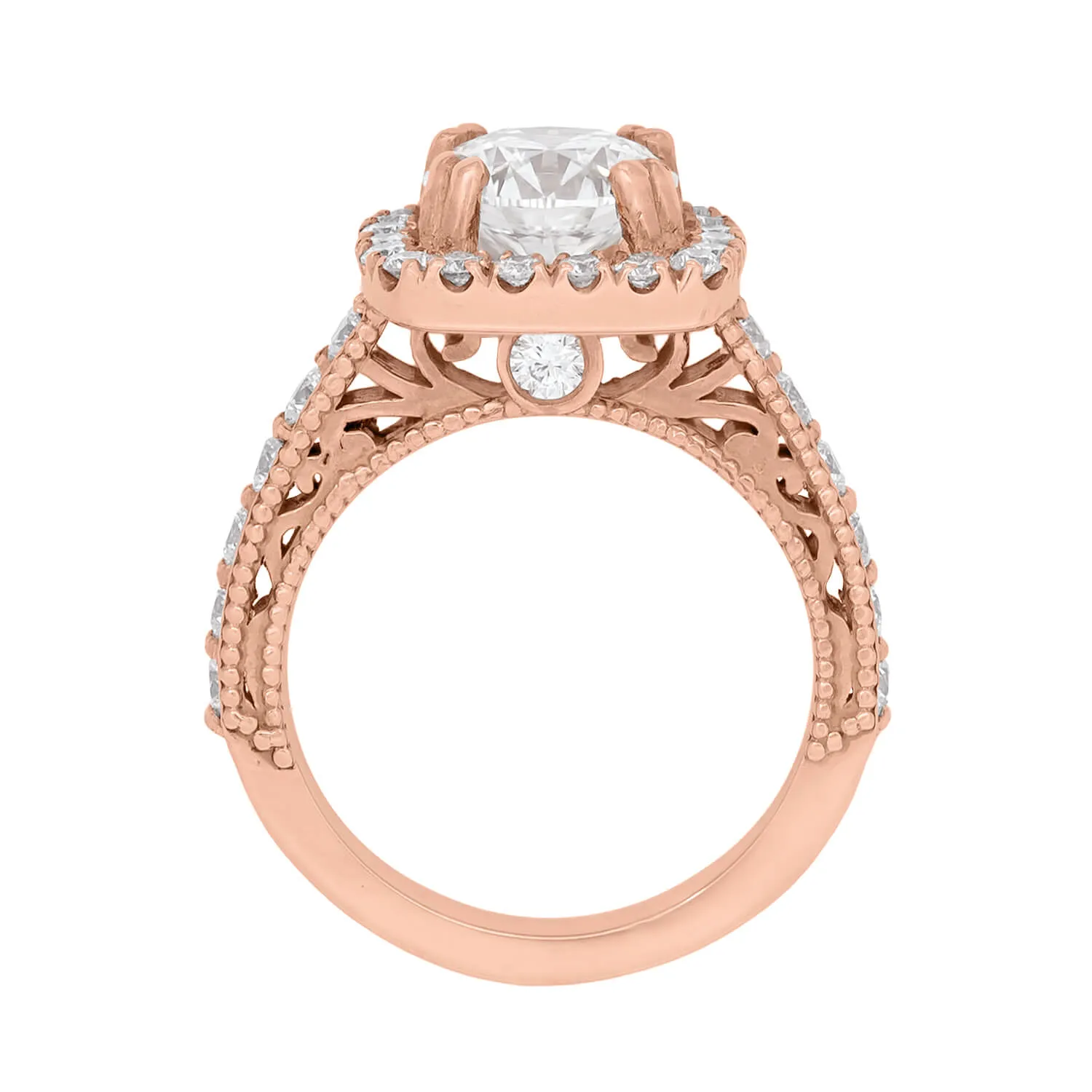 Estate 14k Rose Gold Diamond Engagement Ring 1.51ct