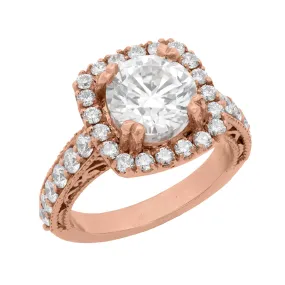 Estate 14k Rose Gold Diamond Engagement Ring 1.51ct