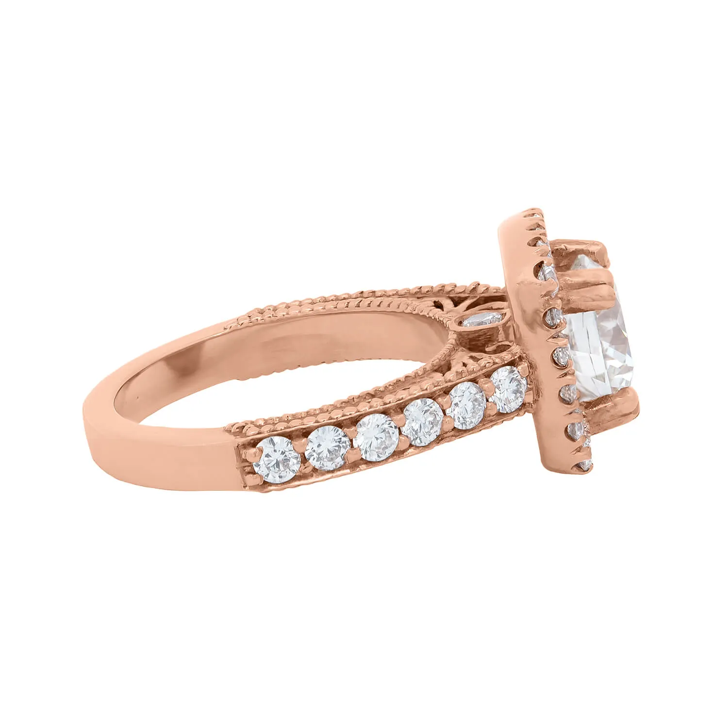 Estate 14k Rose Gold Diamond Engagement Ring 1.51ct