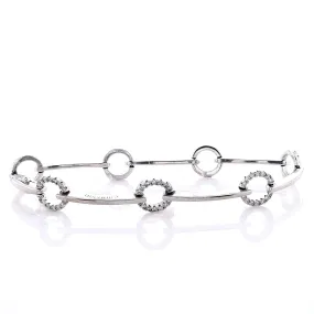 Estate Chimento 18k White Gold Circle Links and Polished Bar Diamond Bracelet