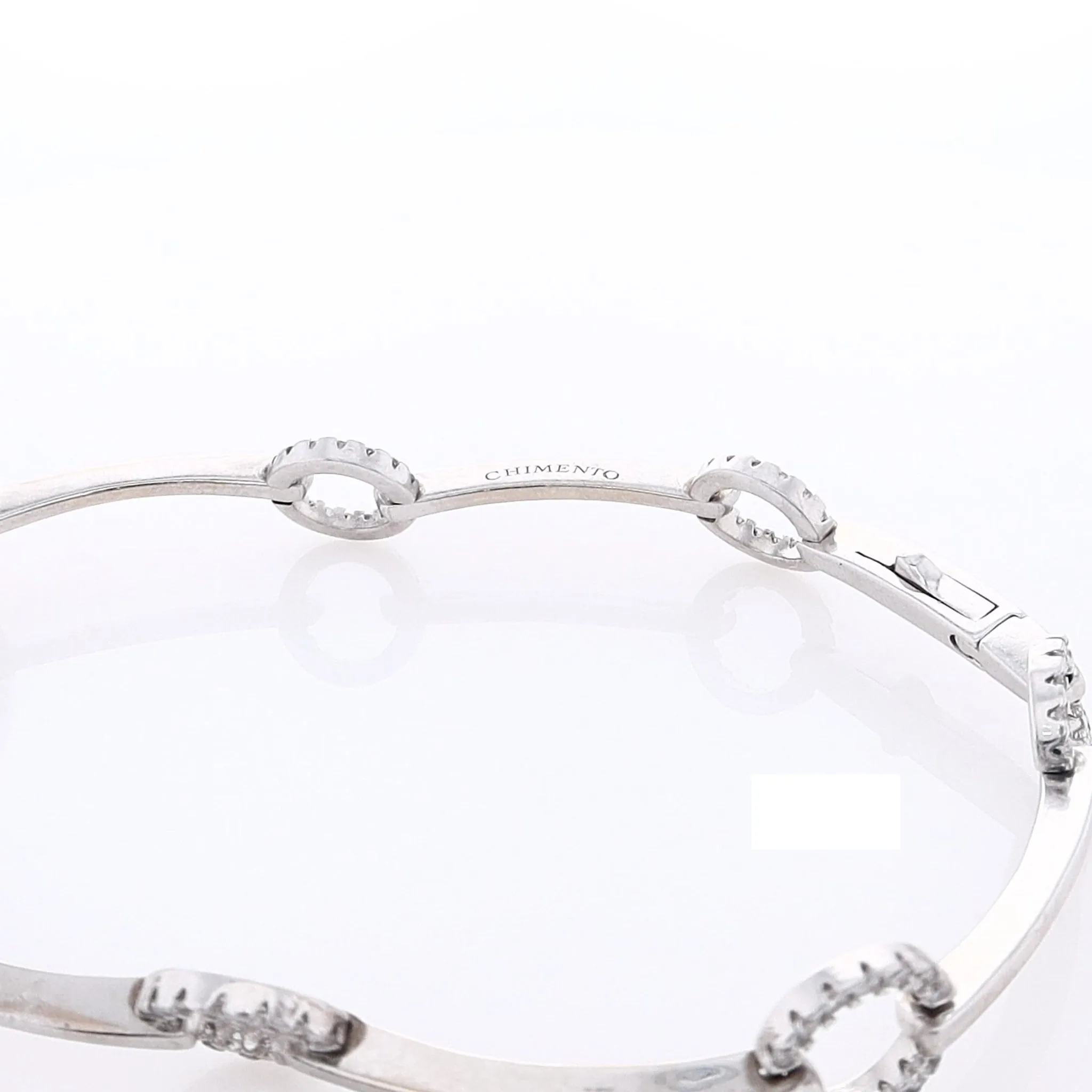 Estate Chimento 18k White Gold Circle Links and Polished Bar Diamond Bracelet