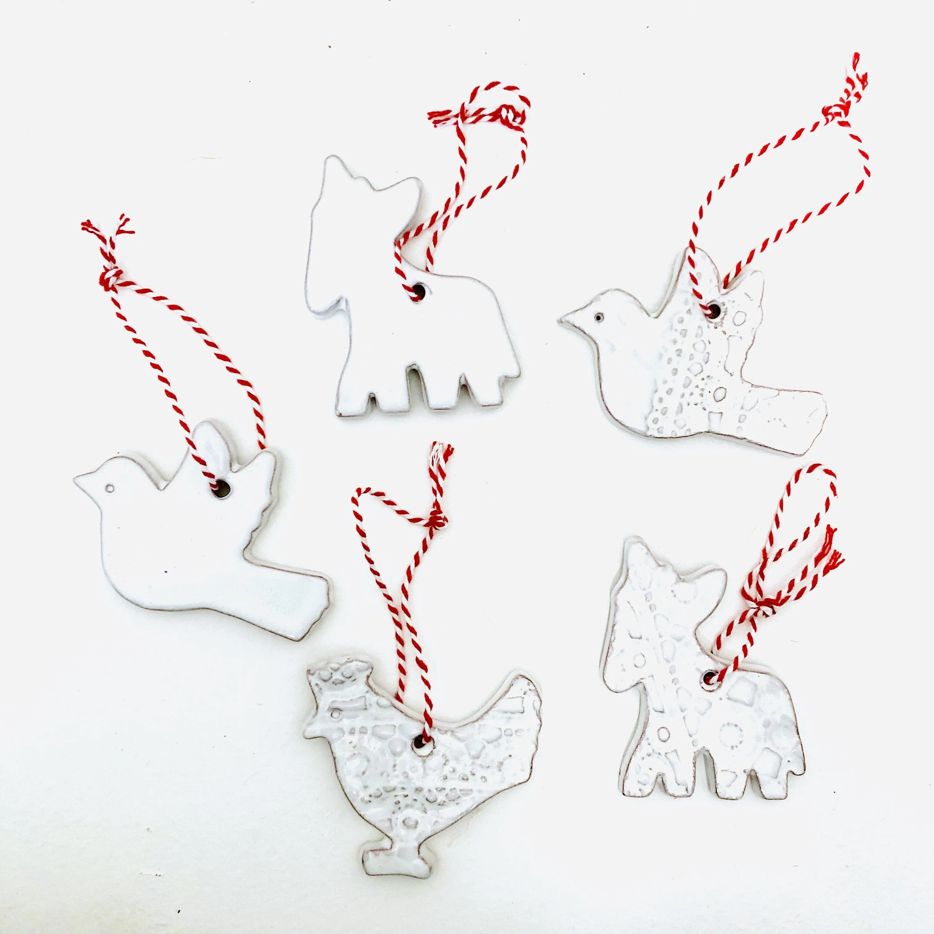 Farmhouse White Ceramic Ornament Set