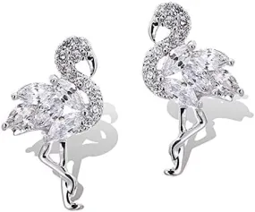 Flamingo Diamond Stud Earrings - 925 Sterling Silver