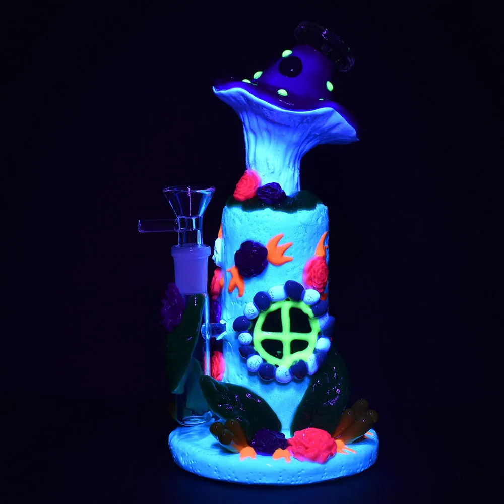 Flower And Shroom Cottage Glow Water Pipe