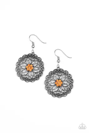 Flower Shop Sparkle - Orange Paparazzi Earring