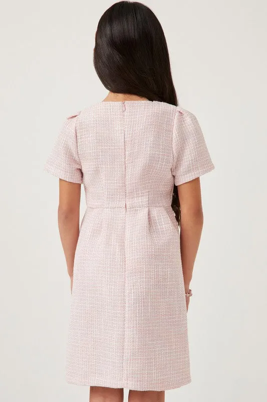 Girls Tweed Dress in Pink