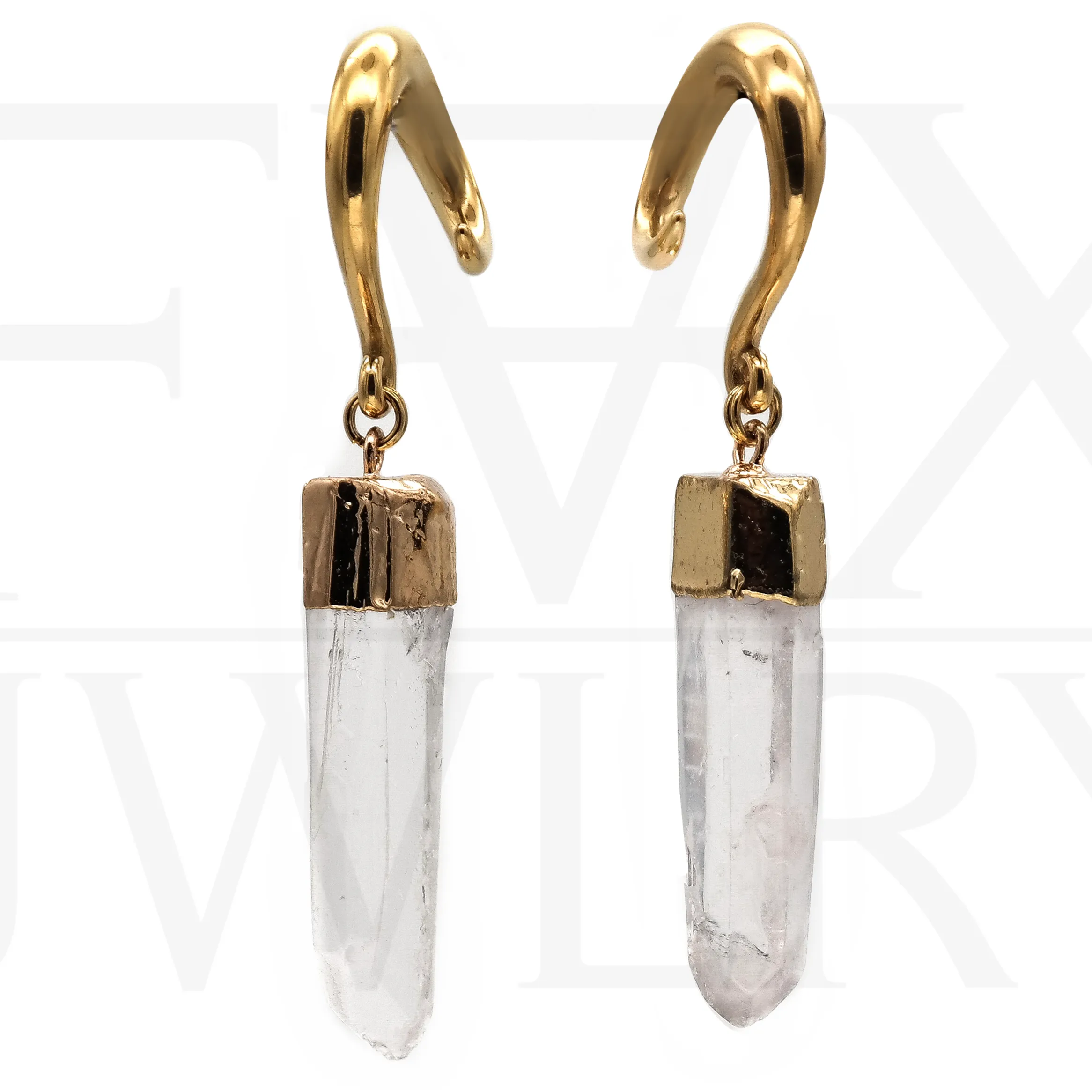 Golden Quartz Crystal Ear Weights