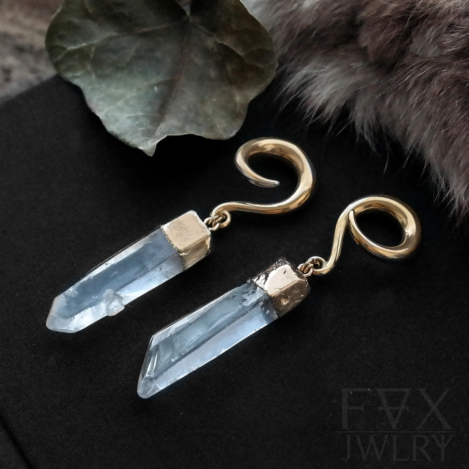 Golden Quartz Crystal Ear Weights