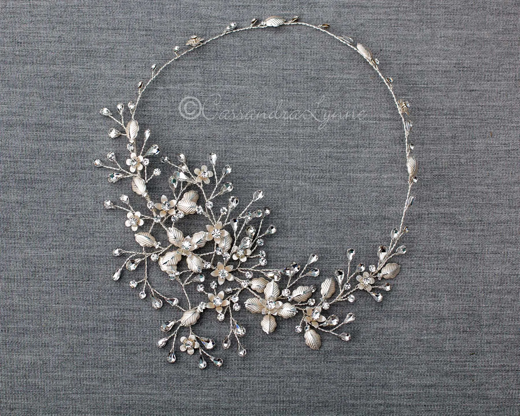 Halo Wedding Headband with Pear Stones