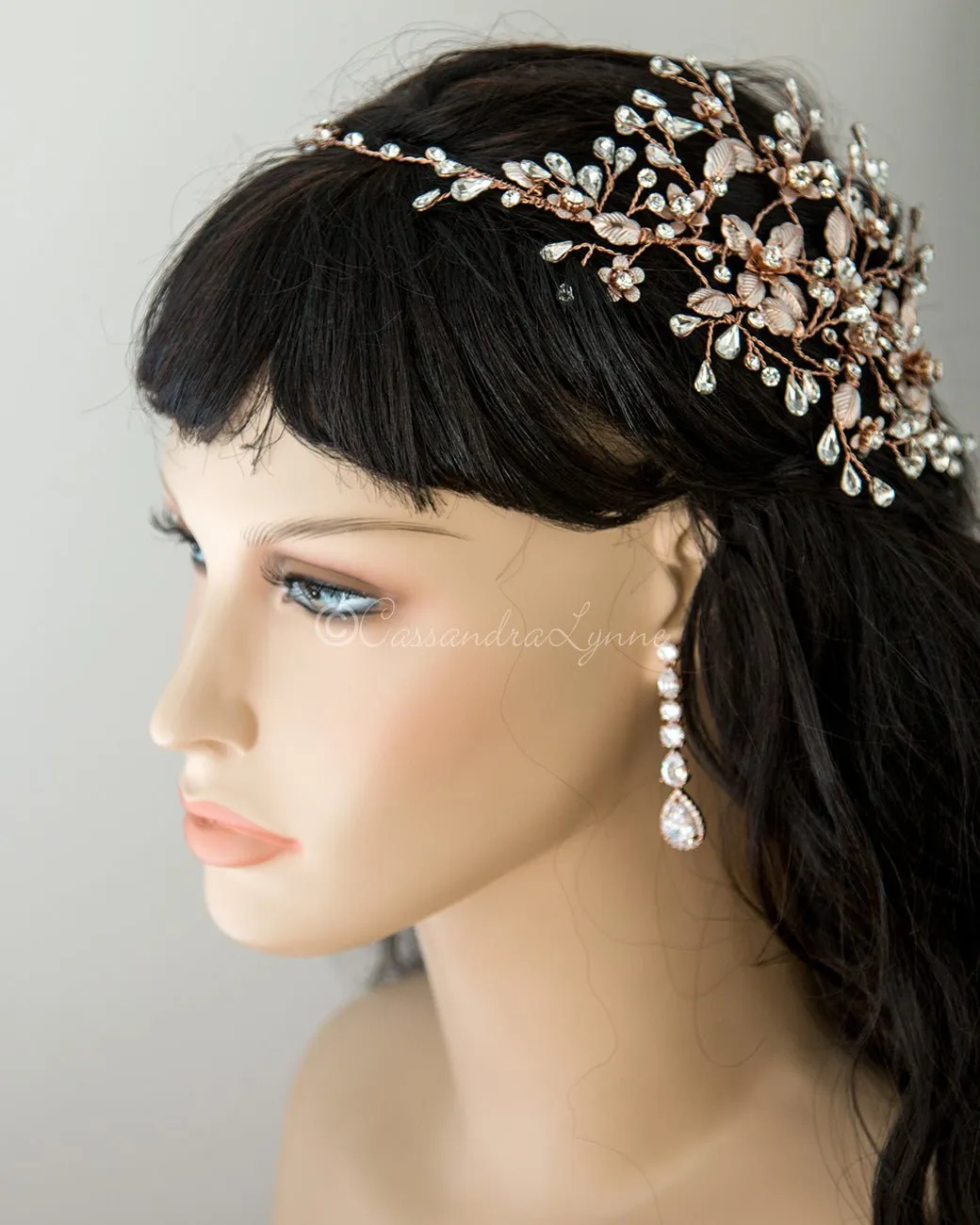 Halo Wedding Headband with Pear Stones