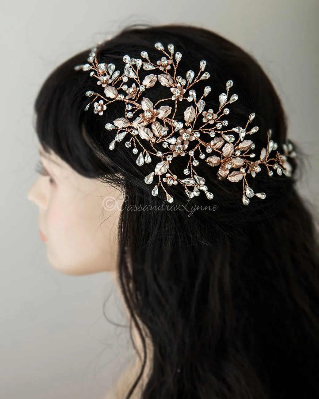 Halo Wedding Headband with Pear Stones