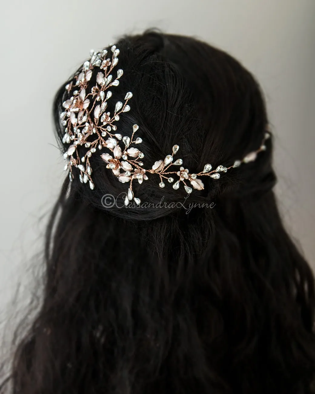 Halo Wedding Headband with Pear Stones