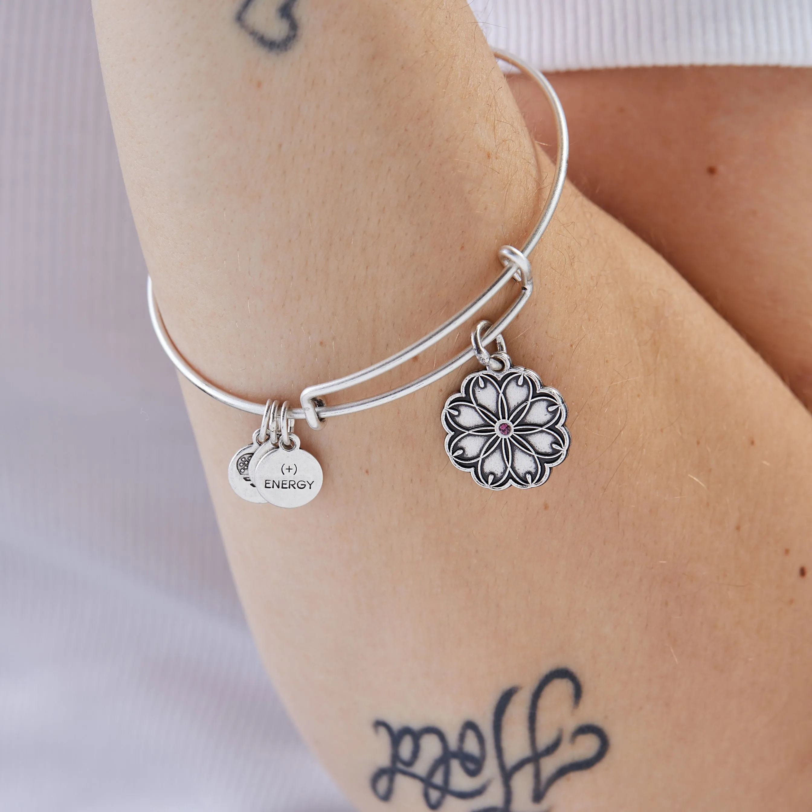 Healing Love Flower Charm Bangle