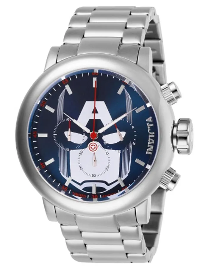 INVICTA Marvel Limited Edition Mens Chronograph - Stainless - Captain America