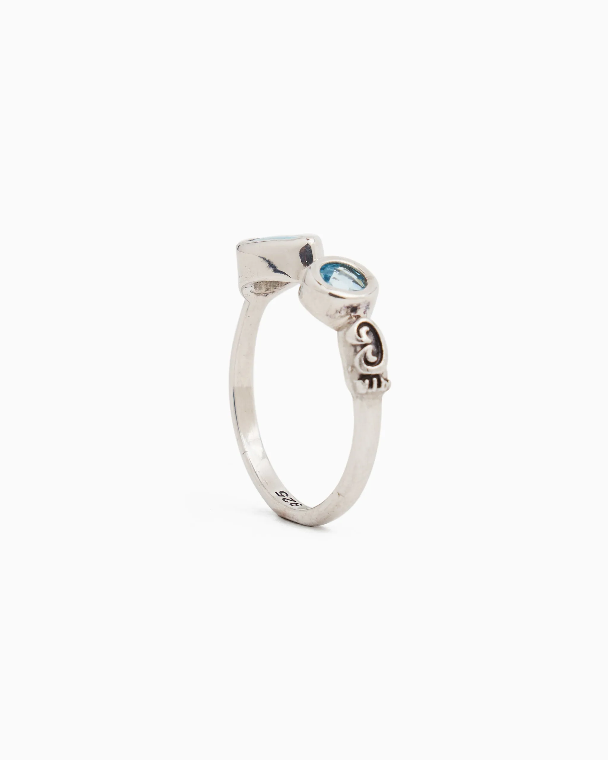 Island Rain Stone Ring - Larimar/Hampton Blue Topaz