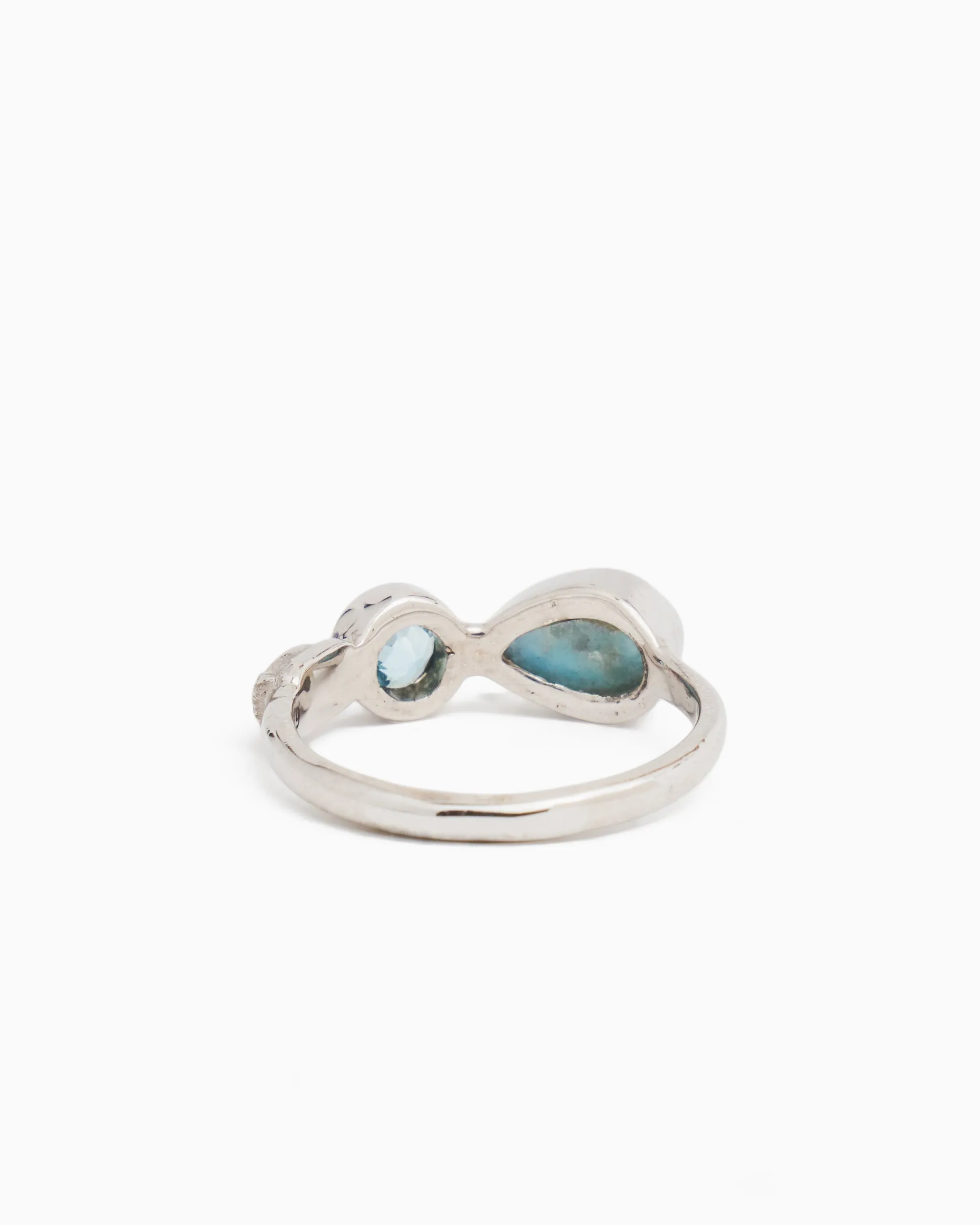 Island Rain Stone Ring - Larimar/Hampton Blue Topaz