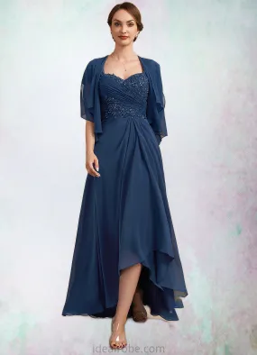 Jakayla A-Line Sweetheart Asymmetrical Chiffon Lace Mother of the Bride Dress With Ruffle Beading Sequins STK126P0014663