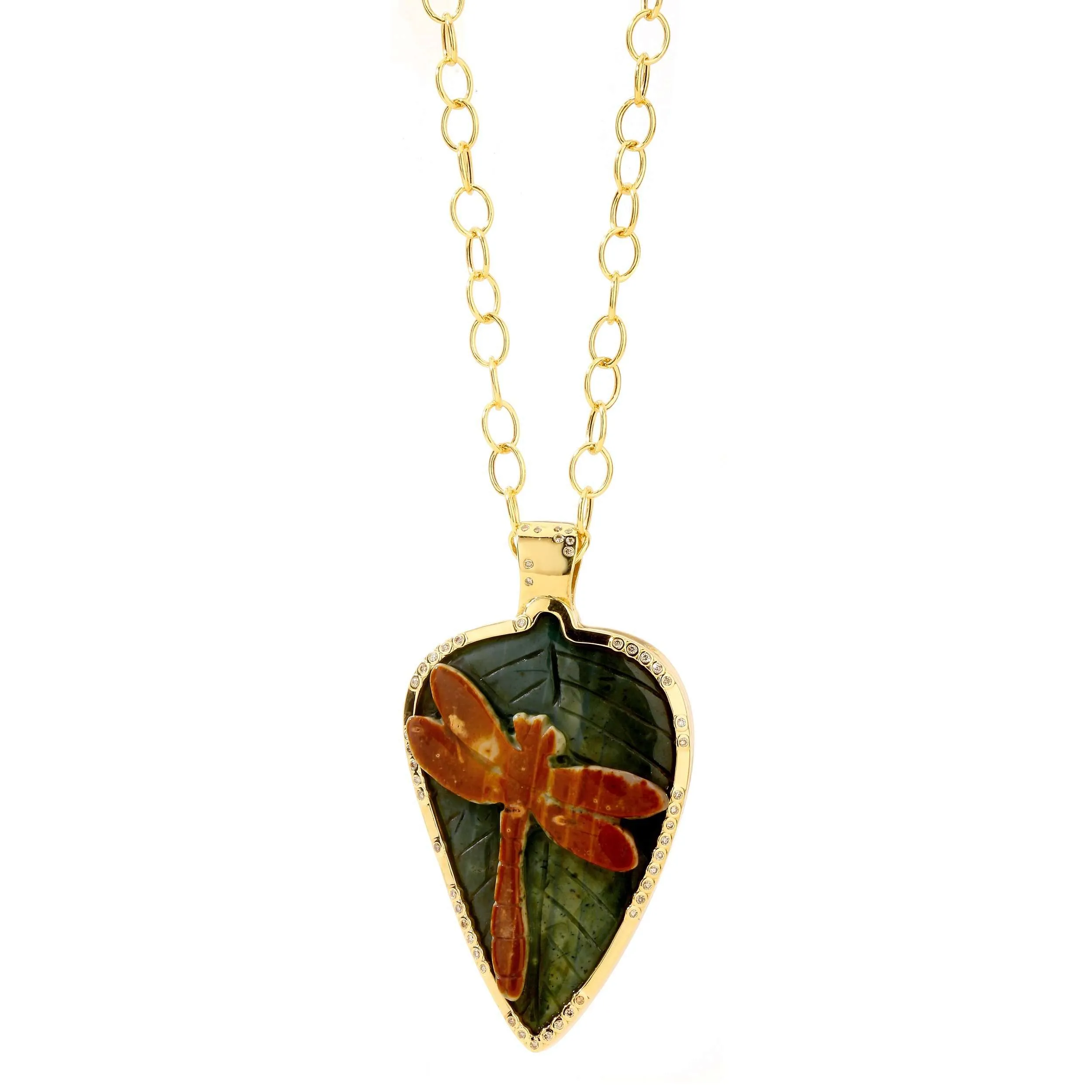 Jardin Jasper Reversible Dragonfly pendant