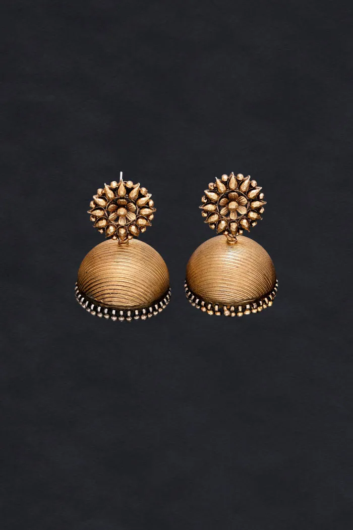 Jhumki With Flower Motif On Stud