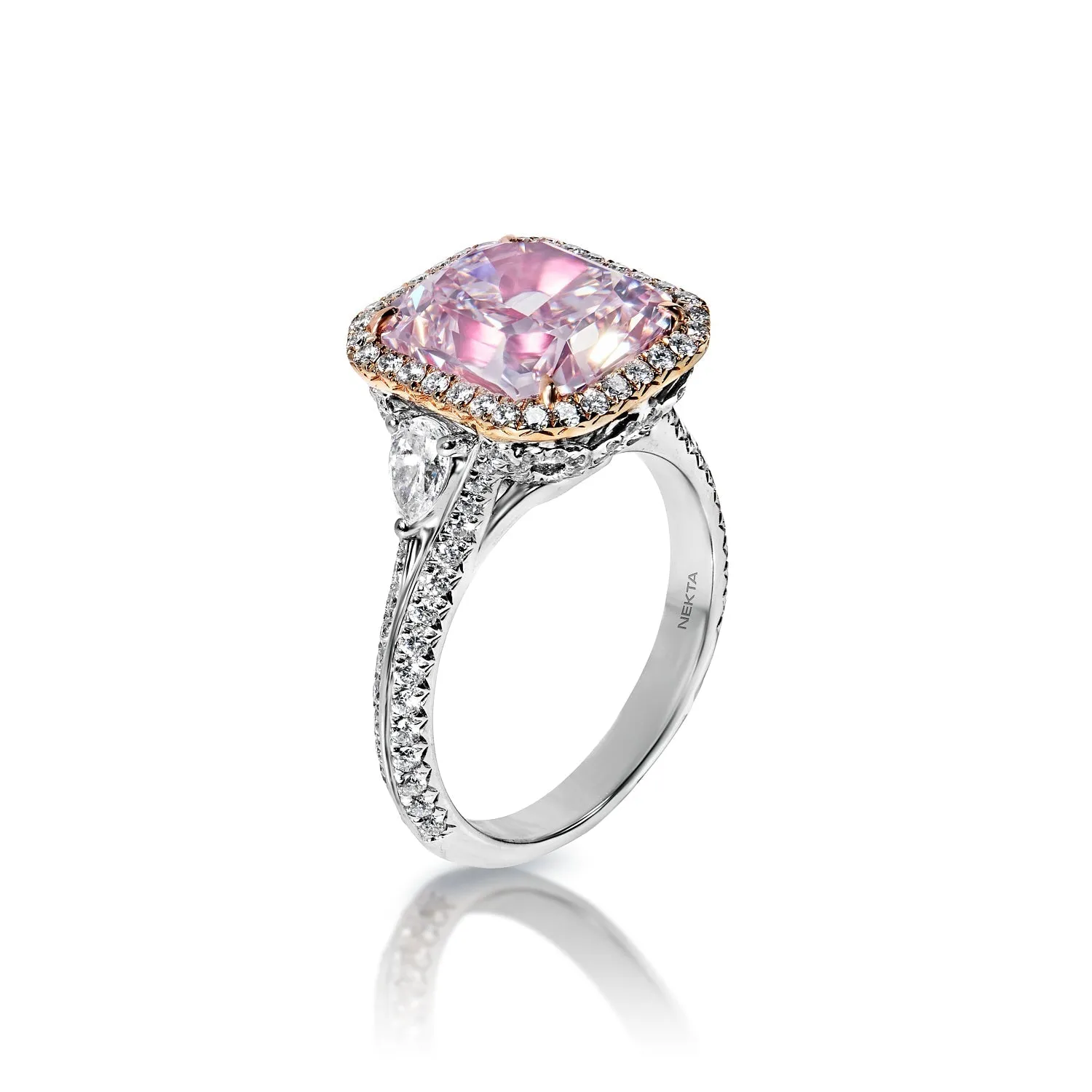 Journee 6 Carat Light Pink VVS1 Radiant Cut Diamond Engagement Ring GIA Certified by Mike Nekta