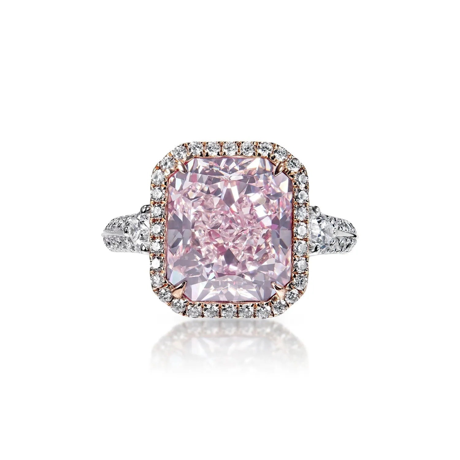 Journee 6 Carat Light Pink VVS1 Radiant Cut Diamond Engagement Ring GIA Certified by Mike Nekta