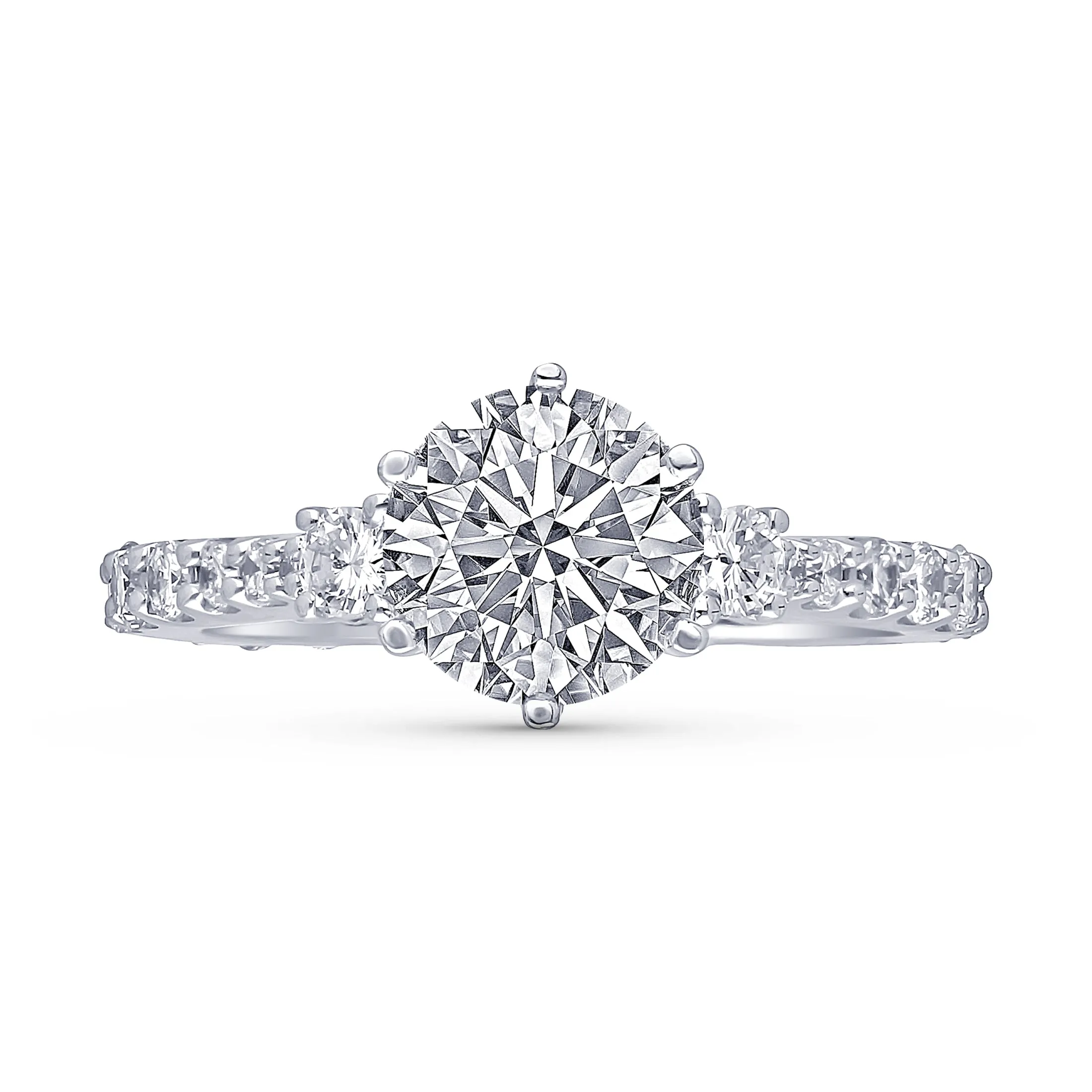 Kallati Eternal Round Three Stone Diamond Engagement Ring in 14K White Gold