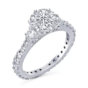 Kallati Eternal Round Three Stone Diamond Engagement Ring in 14K White Gold