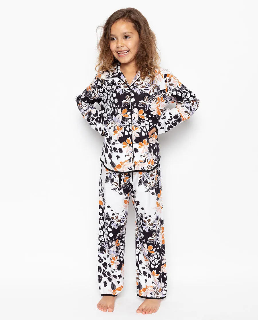 Katie Black Floral Print Pyjama Set