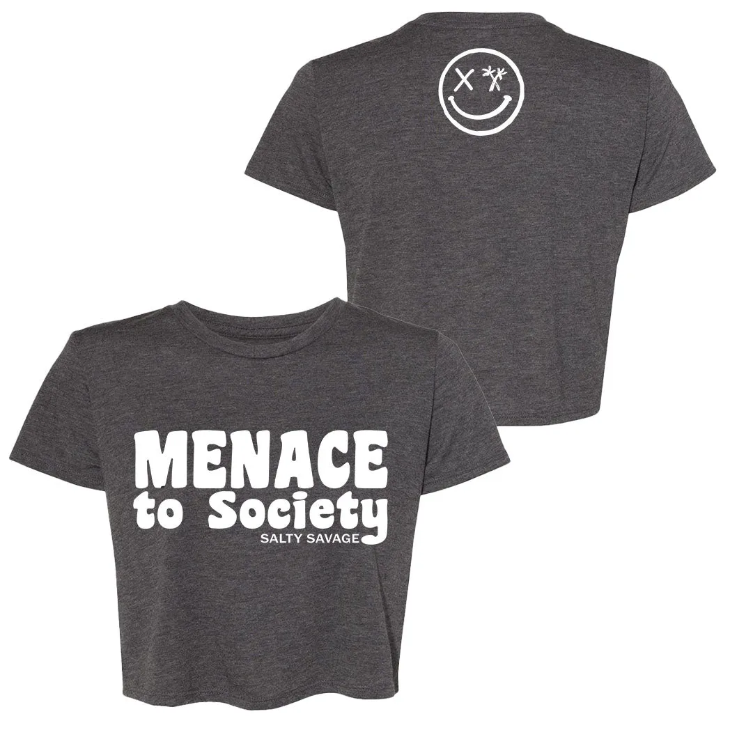 Ladies "MENACE TO SOCIETY" Flowy Crop Tee