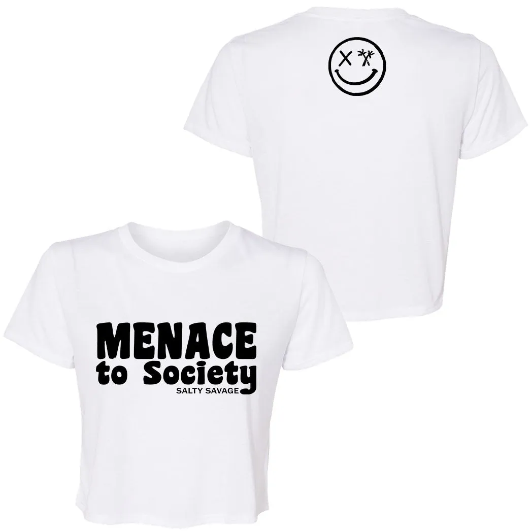 Ladies "MENACE TO SOCIETY" Flowy Crop Tee