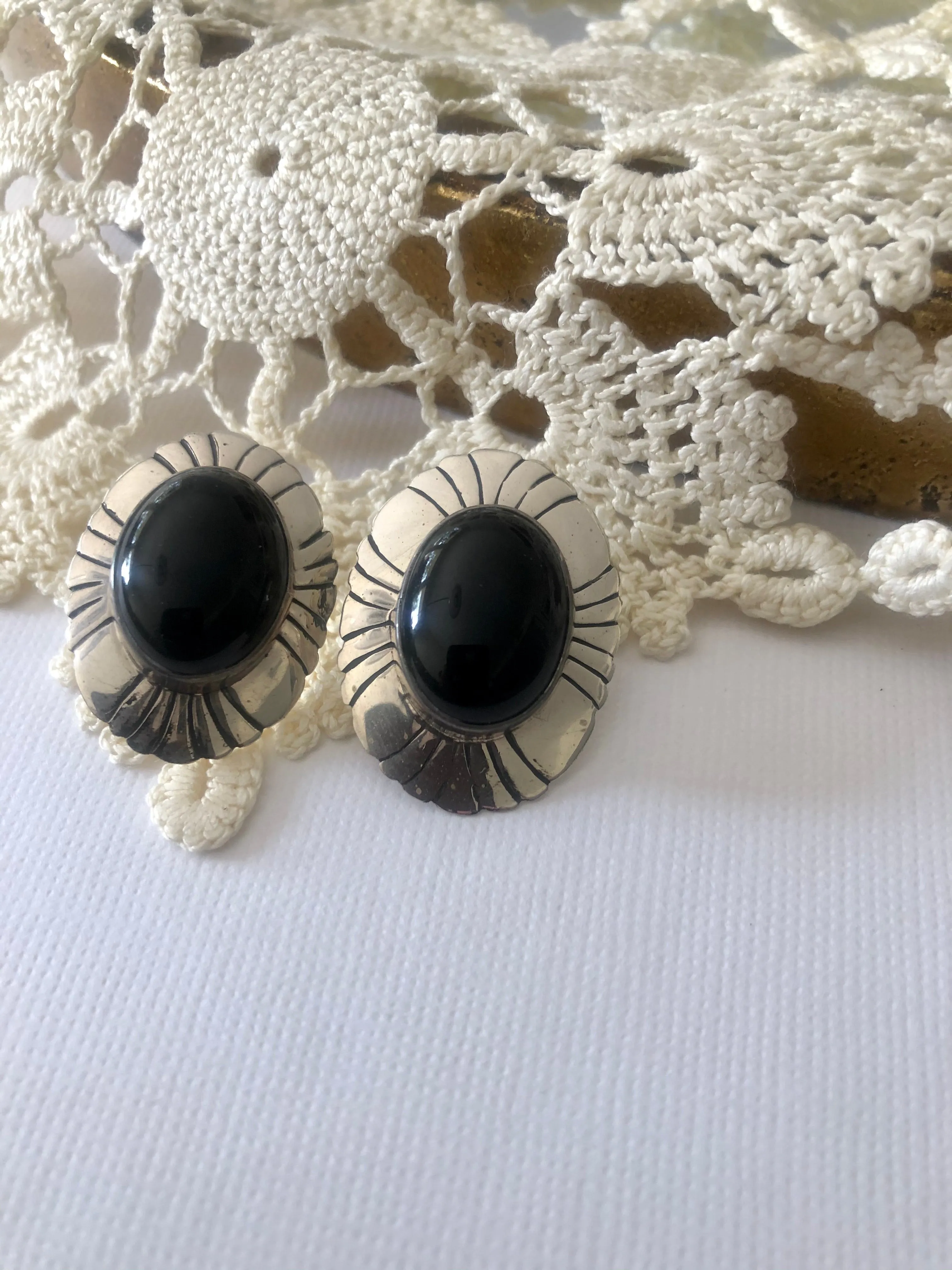 Large Black Onyx Studs