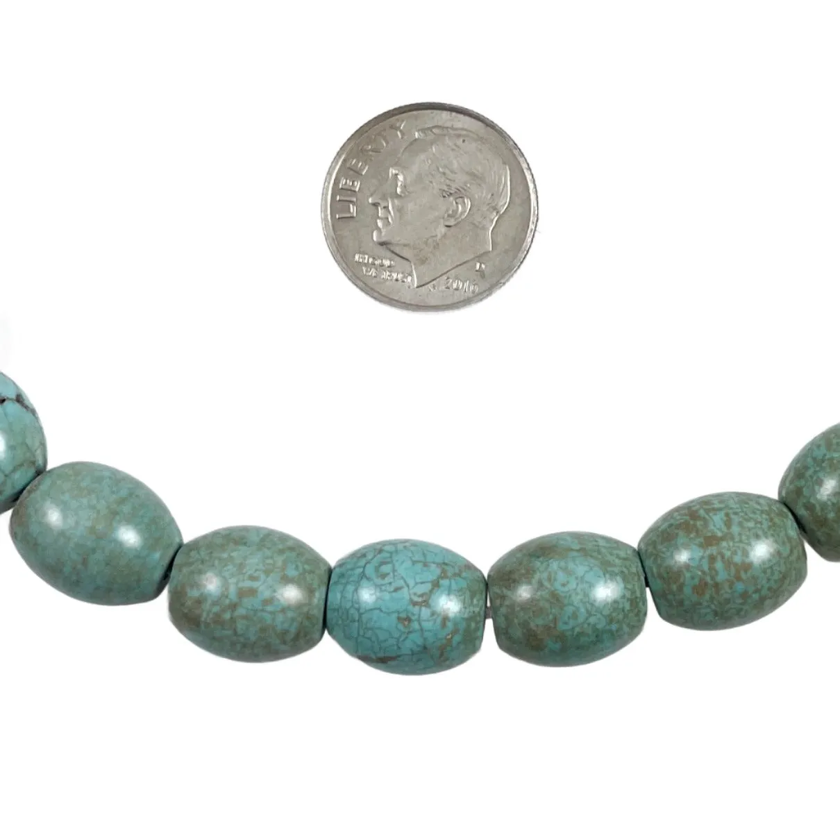 Large Turquoise Barrel Beads 12x10mm