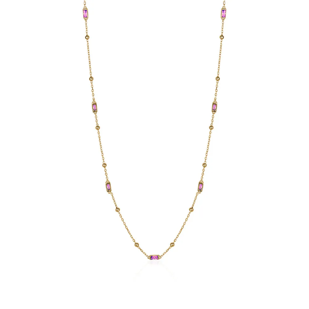 LAYERED CRYSTAL BAGUETTE NECKLACE