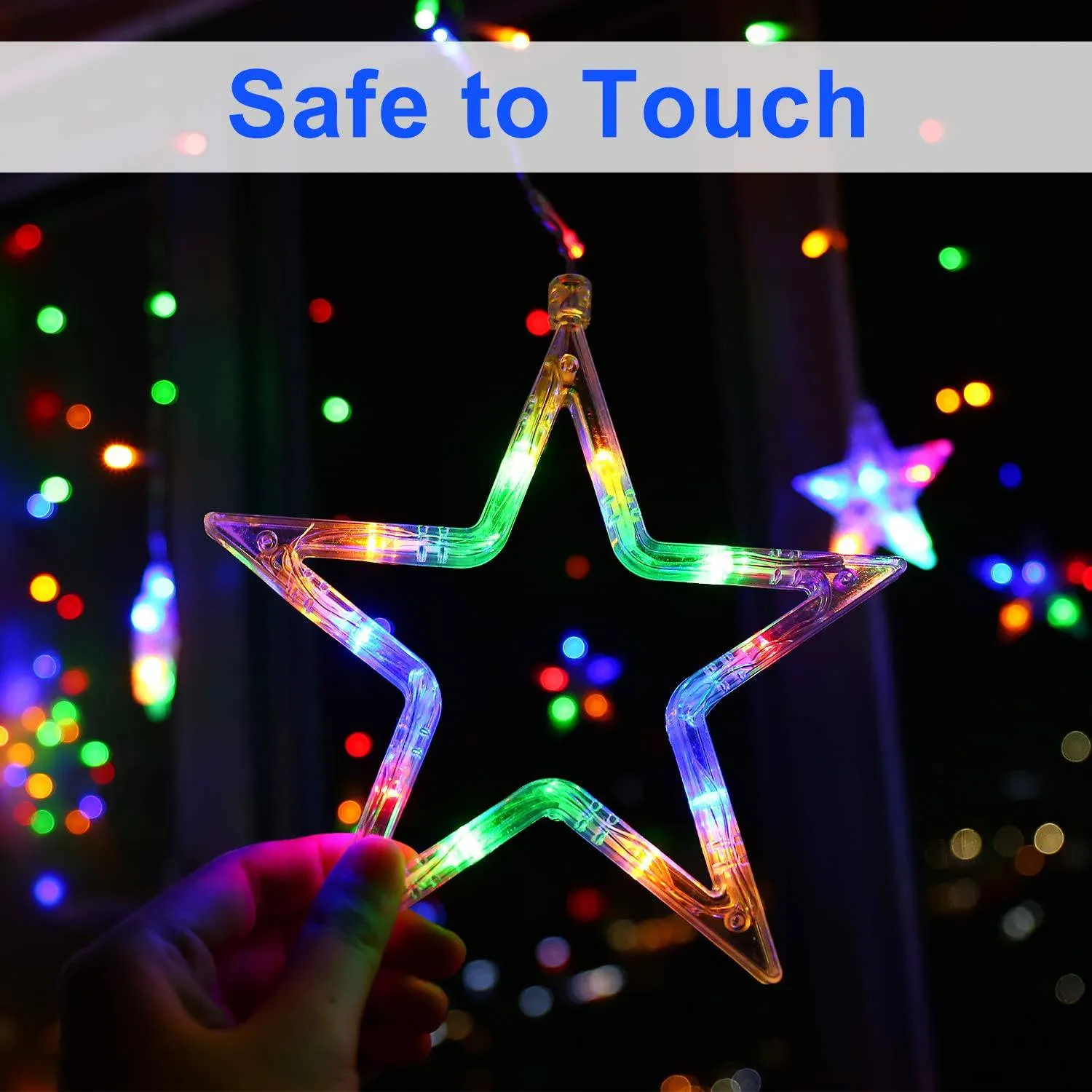 LED Star Curtain Lights 12 Stars 8 Modes Christmas String Lights