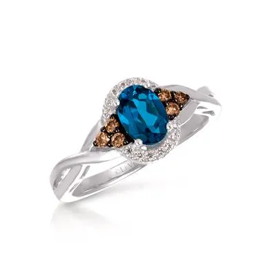 LeVian Blue Topaz and Diamond Ring