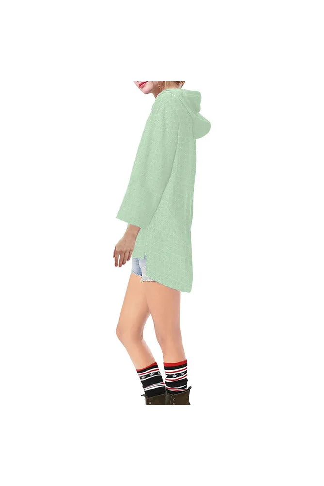 Lime Lattice Step Hem Tunic Hoodie for Women (Model H25)