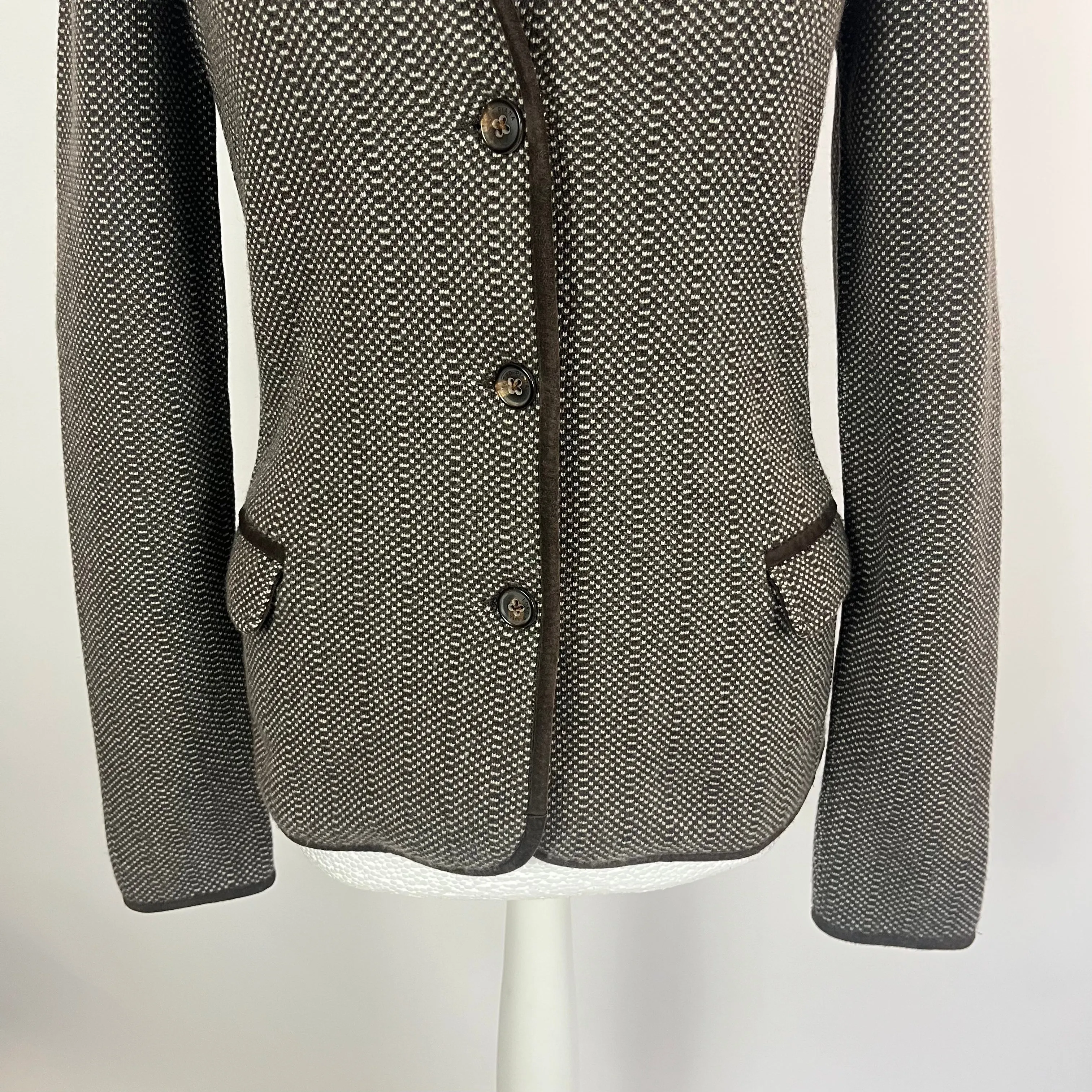 Loro Piana Brown & Ecru Knit Cashmere Jacket S