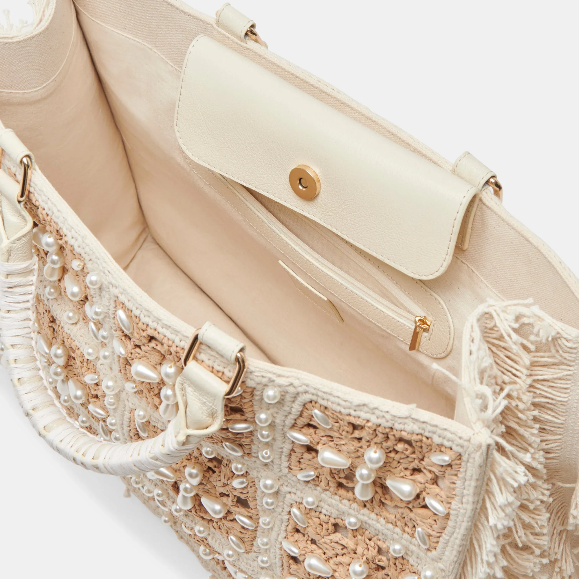 LOTTIE TOTE NATURAL PEARL RAFFIA