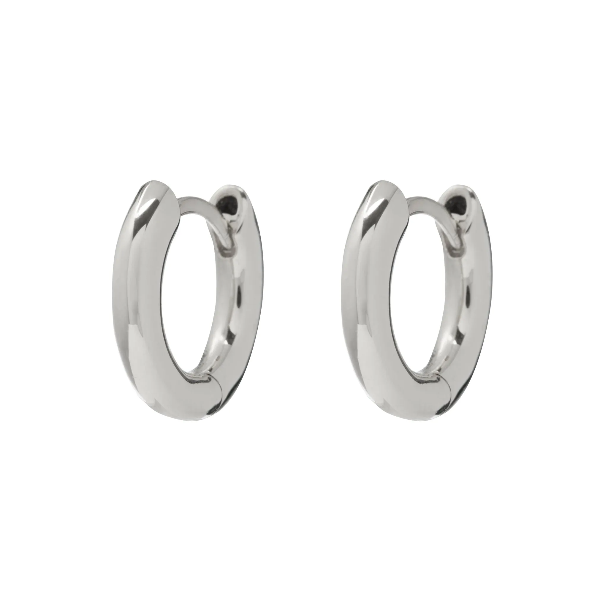 Luv Aj Plain Amalfi Huggie Hoop Earrings in Rhodium Plated