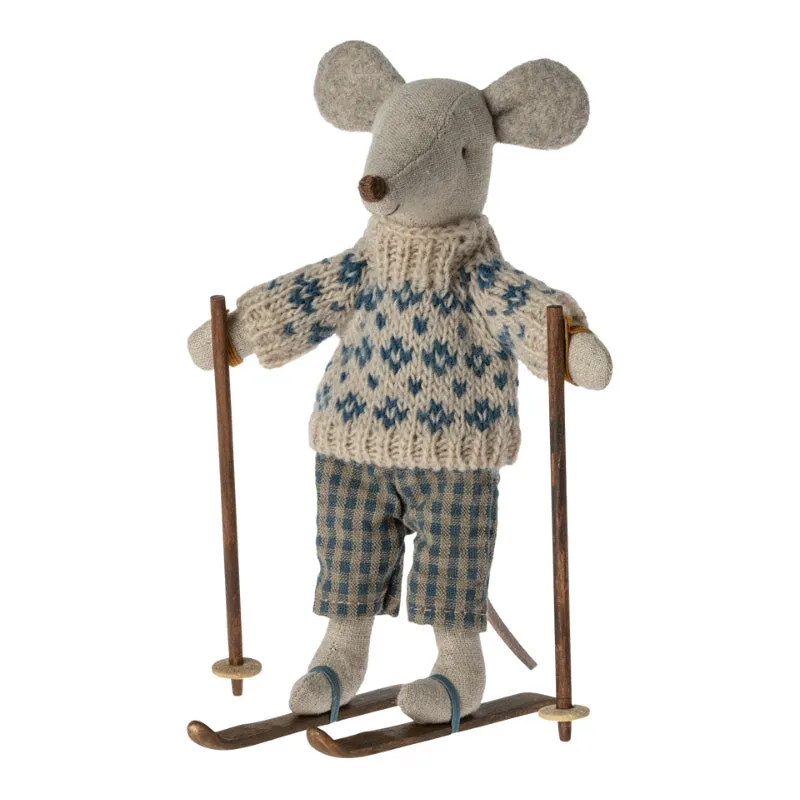 Maileg Winter Mouse with Ski Set, Dad