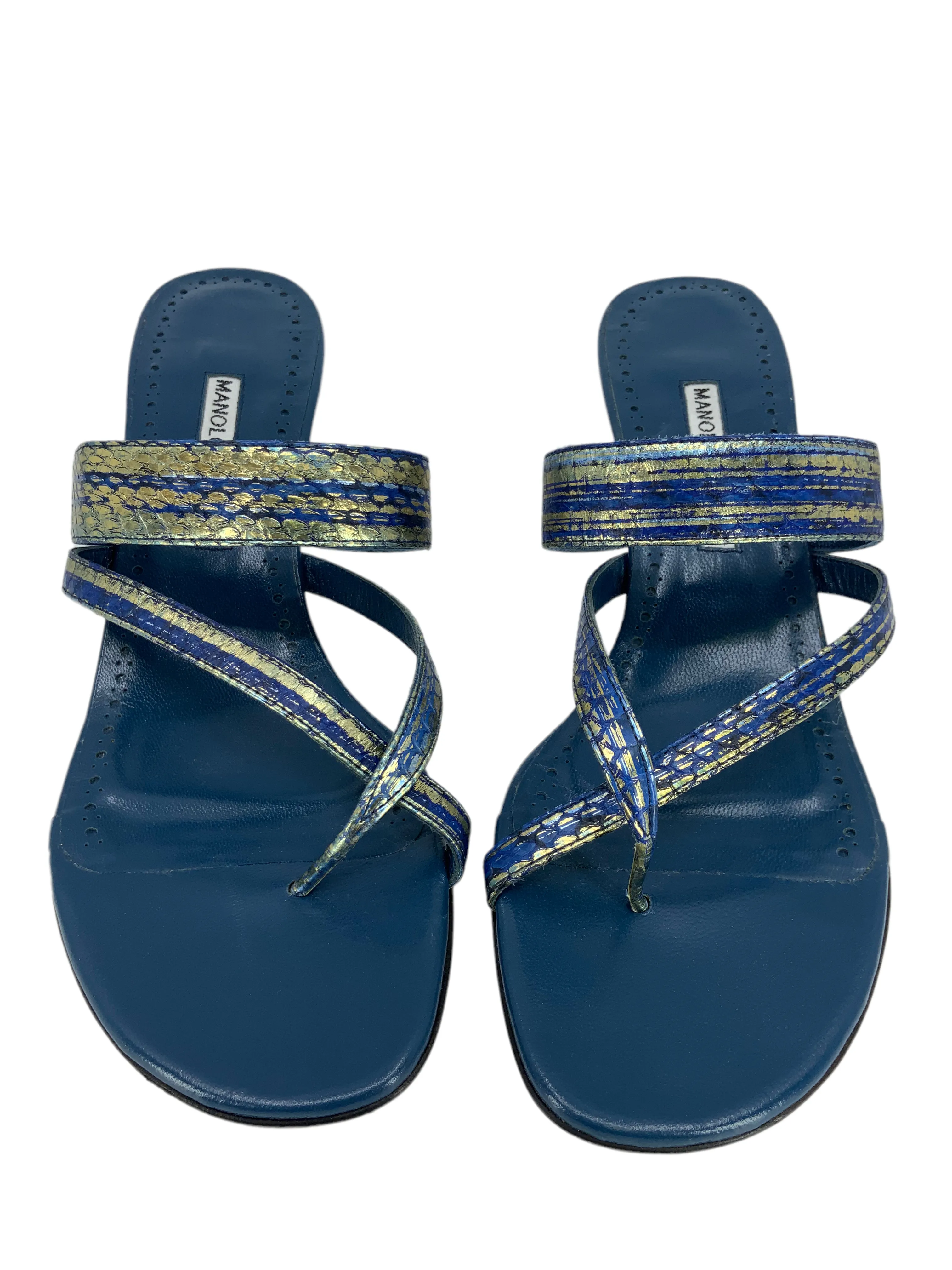 Manolo Blahnik Susa Python Thong Sandals Size 9