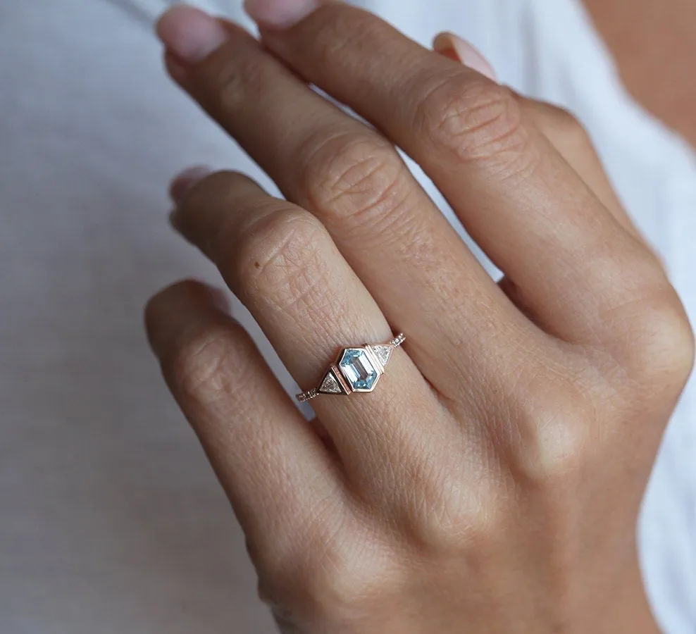 Megan Hexagon Salt Pepper Diamond Ring