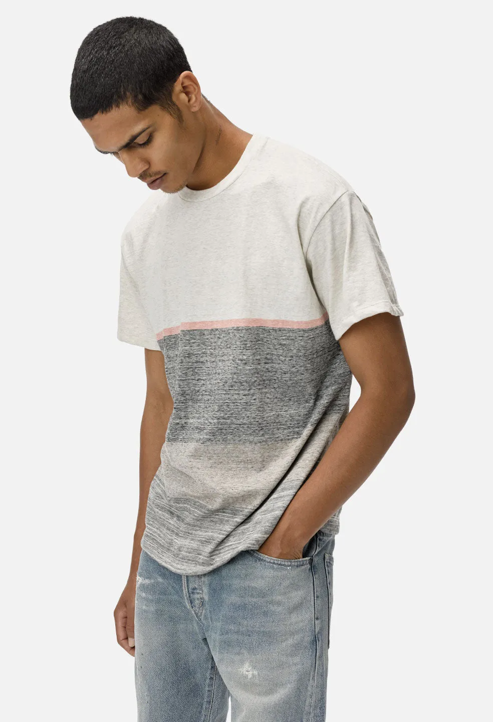 Melange Border Tee / Grey Melange