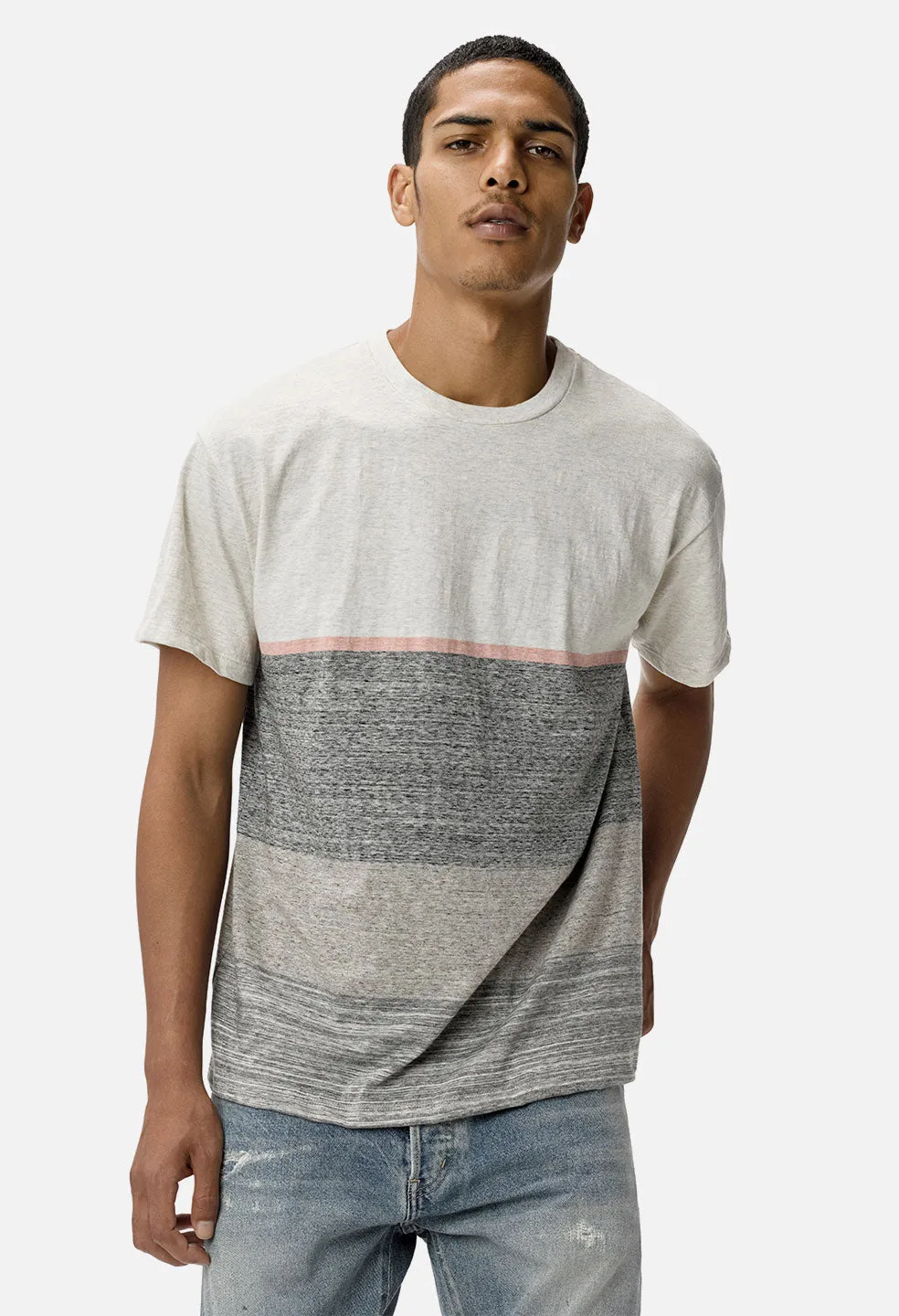 Melange Border Tee / Grey Melange